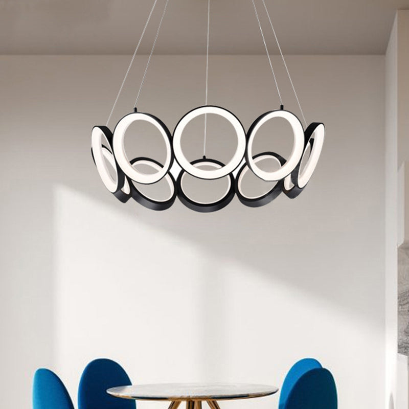 Multi-Ring Hanging Chandelier Contemporary Acrylic Black/Gold LED Ceiling Pendant in White/Warm Light for Living Room Clearhalo 'Ceiling Lights' 'Chandeliers' 'Modern Chandeliers' 'Modern' Lighting' 732458