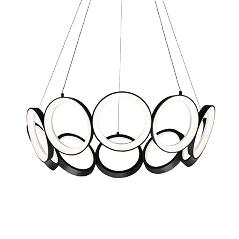 Multi-Ring Hanging Chandelier Contemporary Acrylic Black/Gold LED Ceiling Pendant in White/Warm Light for Living Room Clearhalo 'Ceiling Lights' 'Chandeliers' 'Modern Chandeliers' 'Modern' Lighting' 732459