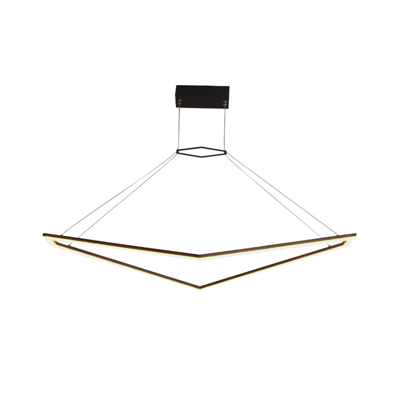 Acrylic Geometric Chandelier Pendant Light Simple LED Hanging Lamp Fixture in Black, White/Warm Light Clearhalo 'Ceiling Lights' 'Chandeliers' 'Modern Chandeliers' 'Modern' Lighting' 732470
