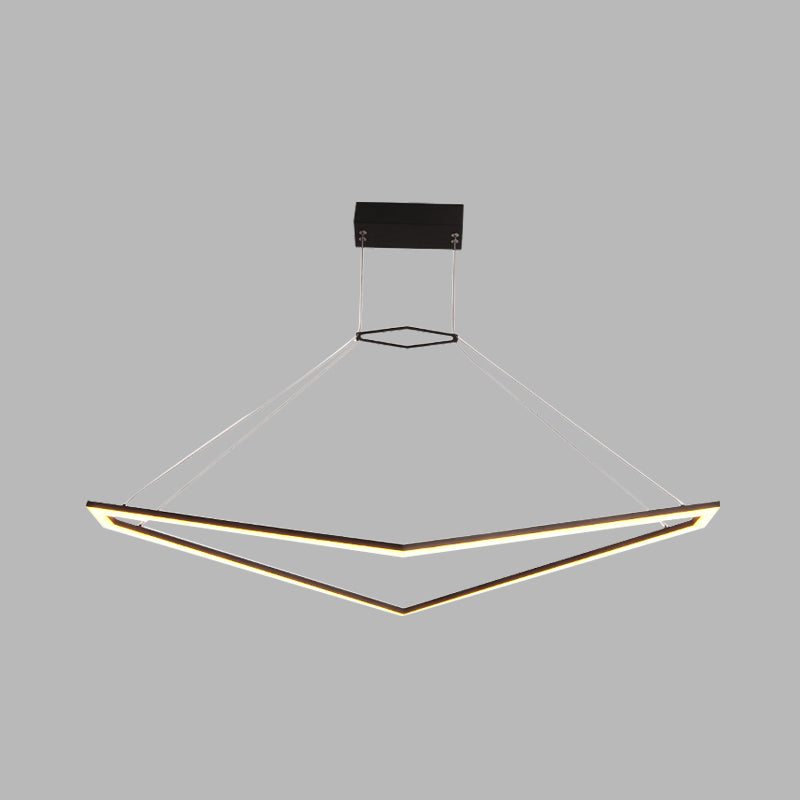 Acrylic Geometric Chandelier Pendant Light Simple LED Hanging Lamp Fixture in Black, White/Warm Light Clearhalo 'Ceiling Lights' 'Chandeliers' 'Modern Chandeliers' 'Modern' Lighting' 732471