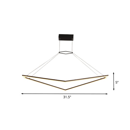 Acrylic Geometric Chandelier Pendant Light Simple LED Hanging Lamp Fixture in Black, White/Warm Light Clearhalo 'Ceiling Lights' 'Chandeliers' 'Modern Chandeliers' 'Modern' Lighting' 732472