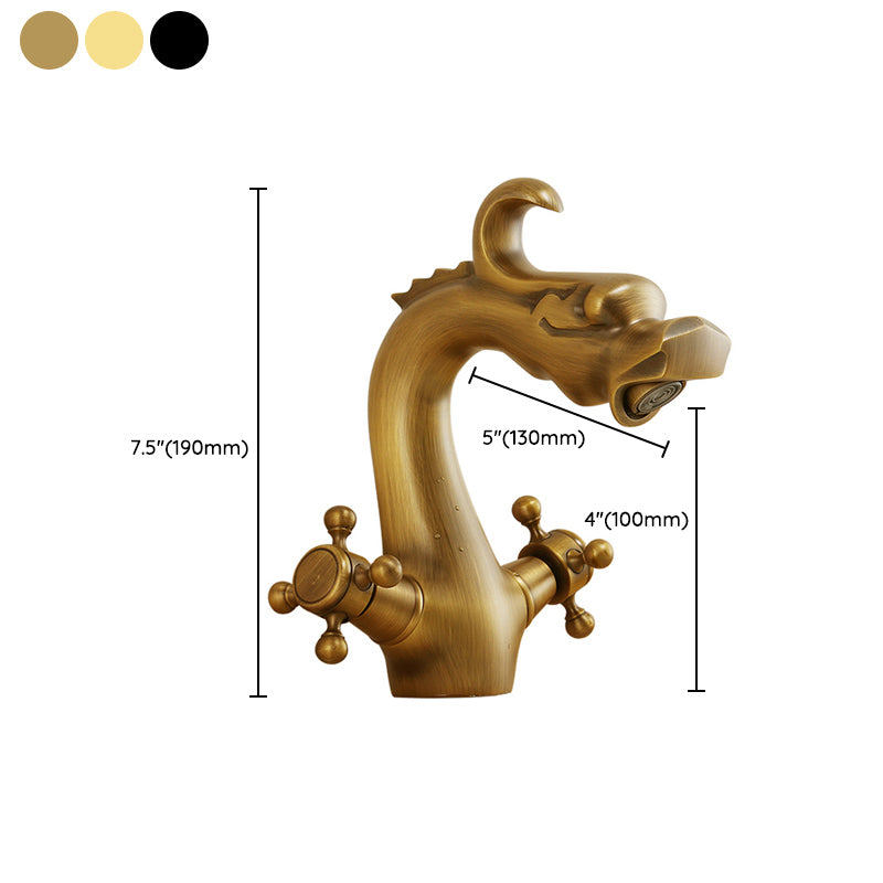 Vintage Wide Spread Bathroom Faucet Cross Handles Centerset Faucet Clearhalo 'Bathroom Remodel & Bathroom Fixtures' 'Bathroom Sink Faucets' 'Bathroom Sinks & Faucet Components' 'bathroom_sink_faucets' 'Home Improvement' 'home_improvement' 'home_improvement_bathroom_sink_faucets' 7325060