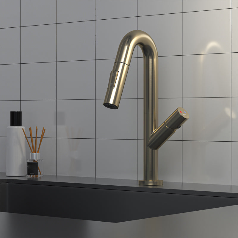 Industrial Wide Spread Bathroom Faucet Circular Lavatory Faucet Gold Clearhalo 'Bathroom Remodel & Bathroom Fixtures' 'Bathroom Sink Faucets' 'Bathroom Sinks & Faucet Components' 'bathroom_sink_faucets' 'Home Improvement' 'home_improvement' 'home_improvement_bathroom_sink_faucets' 7325063