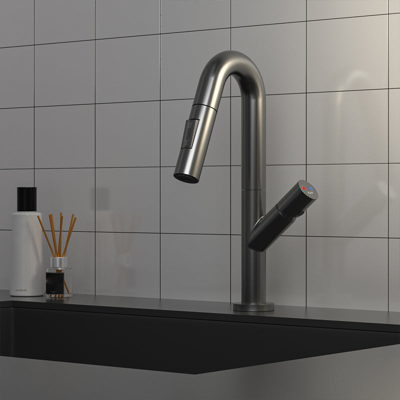 Industrial Wide Spread Bathroom Faucet Circular Lavatory Faucet Grey Clearhalo 'Bathroom Remodel & Bathroom Fixtures' 'Bathroom Sink Faucets' 'Bathroom Sinks & Faucet Components' 'bathroom_sink_faucets' 'Home Improvement' 'home_improvement' 'home_improvement_bathroom_sink_faucets' 7325064
