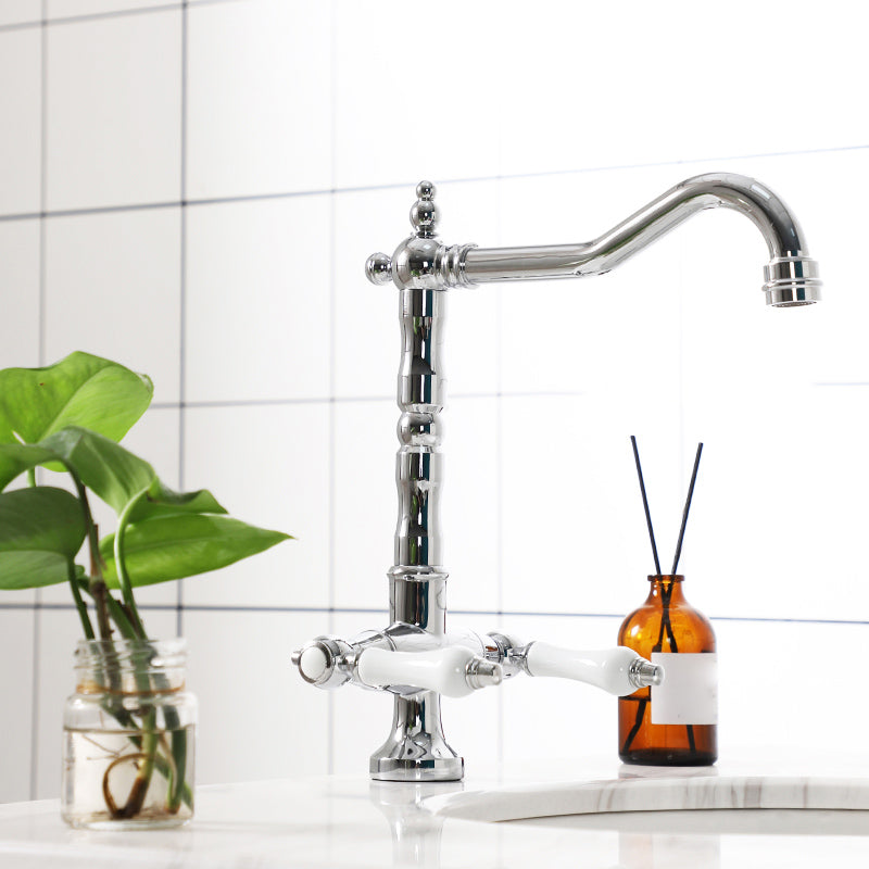 Industrial Wide Spread Bathroom Faucet Lever Handles Lavatory Faucet Silver Clearhalo 'Bathroom Remodel & Bathroom Fixtures' 'Bathroom Sink Faucets' 'Bathroom Sinks & Faucet Components' 'bathroom_sink_faucets' 'Home Improvement' 'home_improvement' 'home_improvement_bathroom_sink_faucets' 7325078