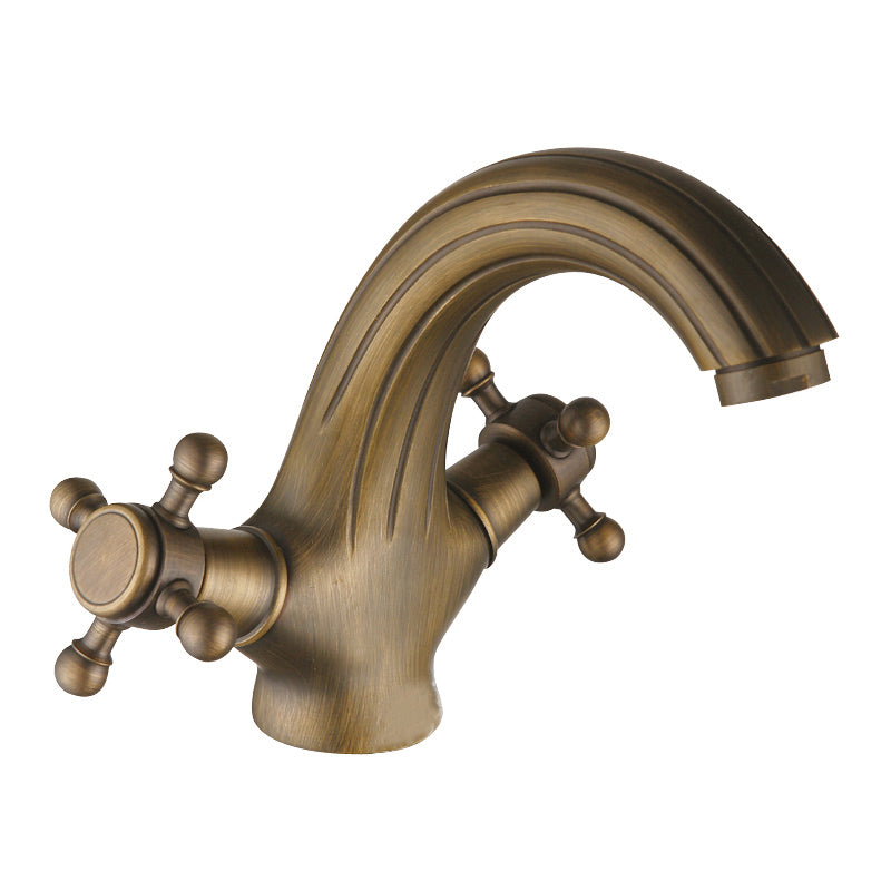 Industrial Wide Spread Bathroom Cross Handles Centerset Faucet Clearhalo 'Bathroom Remodel & Bathroom Fixtures' 'Bathroom Sink Faucets' 'Bathroom Sinks & Faucet Components' 'bathroom_sink_faucets' 'Home Improvement' 'home_improvement' 'home_improvement_bathroom_sink_faucets' 7325095