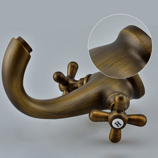 Industrial Wide Spread Bathroom Cross Handles Centerset Faucet Clearhalo 'Bathroom Remodel & Bathroom Fixtures' 'Bathroom Sink Faucets' 'Bathroom Sinks & Faucet Components' 'bathroom_sink_faucets' 'Home Improvement' 'home_improvement' 'home_improvement_bathroom_sink_faucets' 7325096