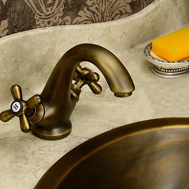 Industrial Wide Spread Bathroom Cross Handles Centerset Faucet Clearhalo 'Bathroom Remodel & Bathroom Fixtures' 'Bathroom Sink Faucets' 'Bathroom Sinks & Faucet Components' 'bathroom_sink_faucets' 'Home Improvement' 'home_improvement' 'home_improvement_bathroom_sink_faucets' 7325099