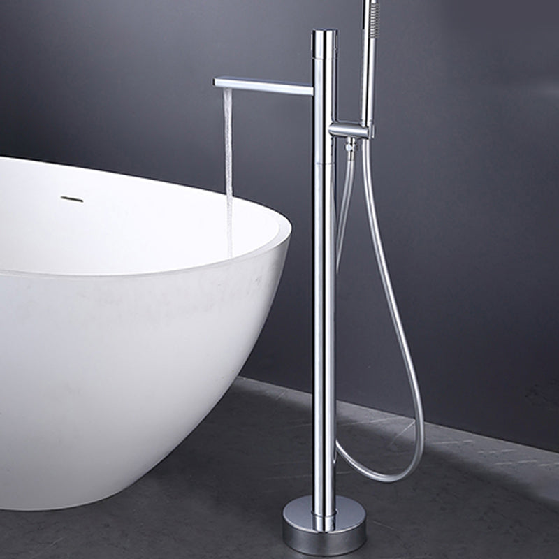 Contemporary Bathroom Faucet Floor Mounted Copper One Handle Fixed Freestanding Faucet Clearhalo 'Bathroom Remodel & Bathroom Fixtures' 'Bathtub Faucets' 'bathtub_faucets' 'Home Improvement' 'home_improvement' 'home_improvement_bathtub_faucets' 7325102