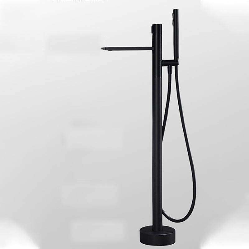 Contemporary Bathroom Faucet Floor Mounted Copper One Handle Fixed Freestanding Faucet Clearhalo 'Bathroom Remodel & Bathroom Fixtures' 'Bathtub Faucets' 'bathtub_faucets' 'Home Improvement' 'home_improvement' 'home_improvement_bathtub_faucets' 7325106