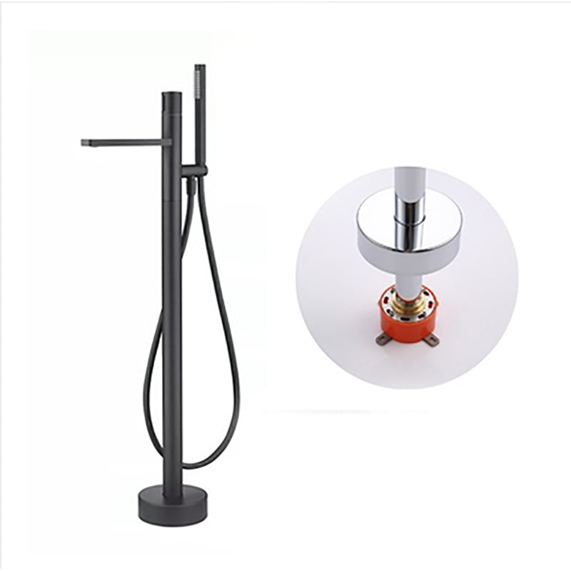 Contemporary Bathroom Faucet Floor Mounted Copper One Handle Fixed Freestanding Faucet Black Rre-embedded Clearhalo 'Bathroom Remodel & Bathroom Fixtures' 'Bathtub Faucets' 'bathtub_faucets' 'Home Improvement' 'home_improvement' 'home_improvement_bathtub_faucets' 7325107
