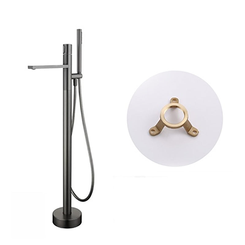 Contemporary Bathroom Faucet Floor Mounted Copper One Handle Fixed Freestanding Faucet Gun Grey Ground Clearhalo 'Bathroom Remodel & Bathroom Fixtures' 'Bathtub Faucets' 'bathtub_faucets' 'Home Improvement' 'home_improvement' 'home_improvement_bathtub_faucets' 7325116