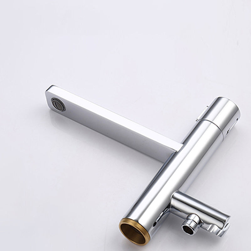 Contemporary Bathroom Faucet Floor Mounted Copper One Handle Fixed Freestanding Faucet Clearhalo 'Bathroom Remodel & Bathroom Fixtures' 'Bathtub Faucets' 'bathtub_faucets' 'Home Improvement' 'home_improvement' 'home_improvement_bathtub_faucets' 7325117