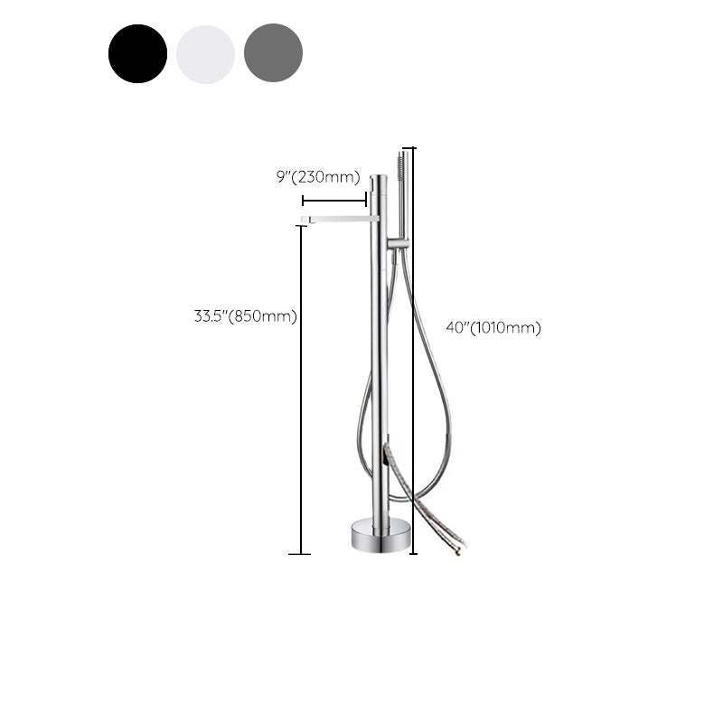 Contemporary Bathroom Faucet Floor Mounted Copper One Handle Fixed Freestanding Faucet Clearhalo 'Bathroom Remodel & Bathroom Fixtures' 'Bathtub Faucets' 'bathtub_faucets' 'Home Improvement' 'home_improvement' 'home_improvement_bathtub_faucets' 7325121