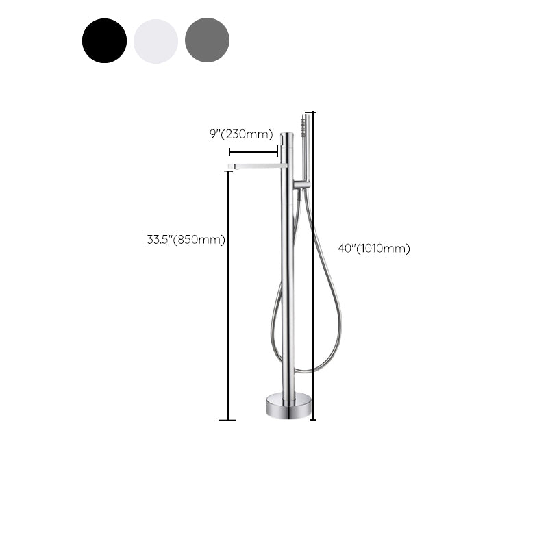 Contemporary Bathroom Faucet Floor Mounted Copper One Handle Fixed Freestanding Faucet Clearhalo 'Bathroom Remodel & Bathroom Fixtures' 'Bathtub Faucets' 'bathtub_faucets' 'Home Improvement' 'home_improvement' 'home_improvement_bathtub_faucets' 7325122
