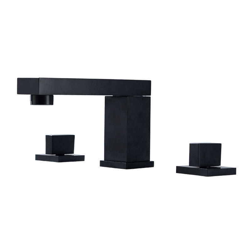 Contemporary Bathroom Faucet Deck Mounted Copper Two Handle Swivel Roman Tub Faucet Set Black Square 3 Hole Faucets Clearhalo 'Bathroom Remodel & Bathroom Fixtures' 'Bathtub Faucets' 'bathtub_faucets' 'Home Improvement' 'home_improvement' 'home_improvement_bathtub_faucets' 7325130