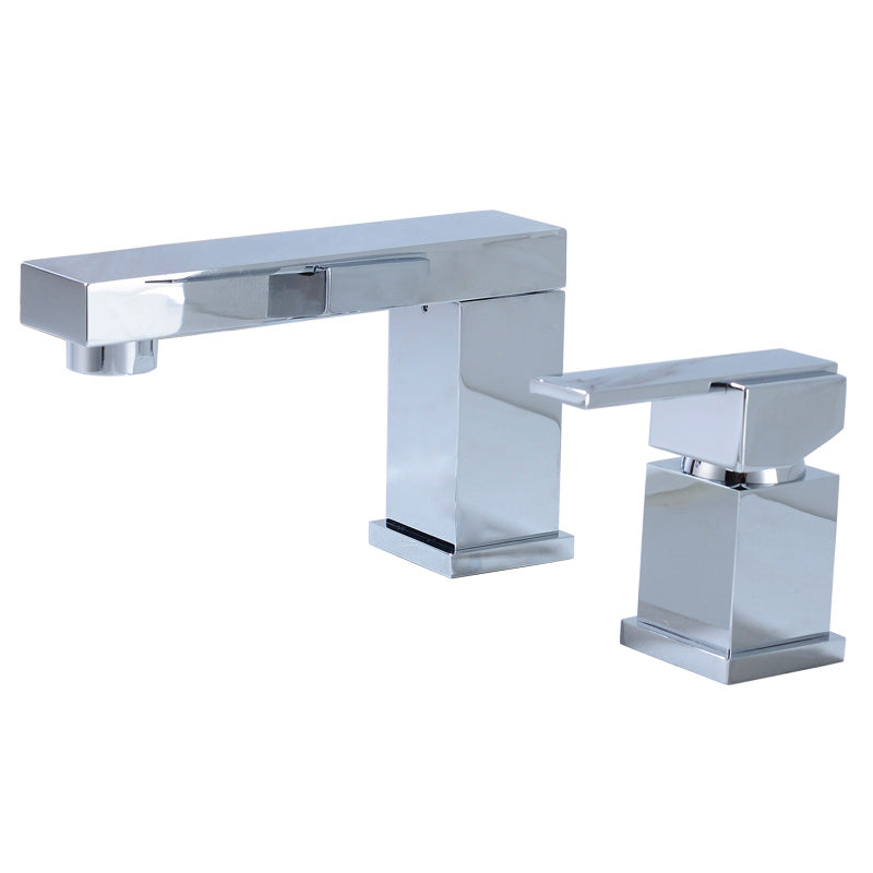 Contemporary Bathroom Faucet Deck Mounted Copper Two Handle Swivel Roman Tub Faucet Set Chrome Square 2 Hole Faucets Clearhalo 'Bathroom Remodel & Bathroom Fixtures' 'Bathtub Faucets' 'bathtub_faucets' 'Home Improvement' 'home_improvement' 'home_improvement_bathtub_faucets' 7325135
