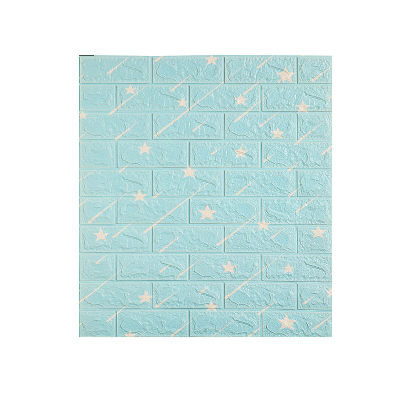 Modern Wall Panel Peel and Stick Cartoon Print Waterproof Wall Paneling Blue Clearhalo 'Flooring 'Home Improvement' 'home_improvement' 'home_improvement_wall_paneling' 'Wall Paneling' 'wall_paneling' 'Walls & Ceilings' Walls and Ceiling' 7325249