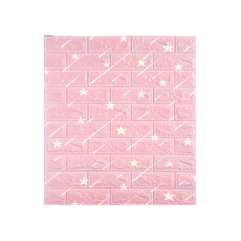 Modern Wall Panel Peel and Stick Cartoon Print Waterproof Wall Paneling Pink Clearhalo 'Flooring 'Home Improvement' 'home_improvement' 'home_improvement_wall_paneling' 'Wall Paneling' 'wall_paneling' 'Walls & Ceilings' Walls and Ceiling' 7325250
