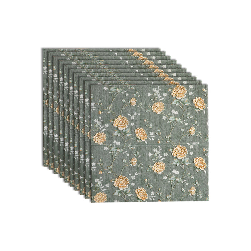 Modern Wall Paneling 3D Print Peel and Stick Waterproof Wall Panel Dark Green 10-Piece Set Clearhalo 'Flooring 'Home Improvement' 'home_improvement' 'home_improvement_wall_paneling' 'Wall Paneling' 'wall_paneling' 'Walls & Ceilings' Walls and Ceiling' 7325275