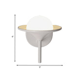 White Flared Sconce Light Fixture Modern LED Metallic Wall Mount Lamp with Ball Milk Glass Shade Clearhalo 'Cast Iron' 'Glass' 'Industrial' 'Modern wall lights' 'Modern' 'Tiffany' 'Traditional wall lights' 'Wall Lamps & Sconces' 'Wall Lights' Lighting' 732546