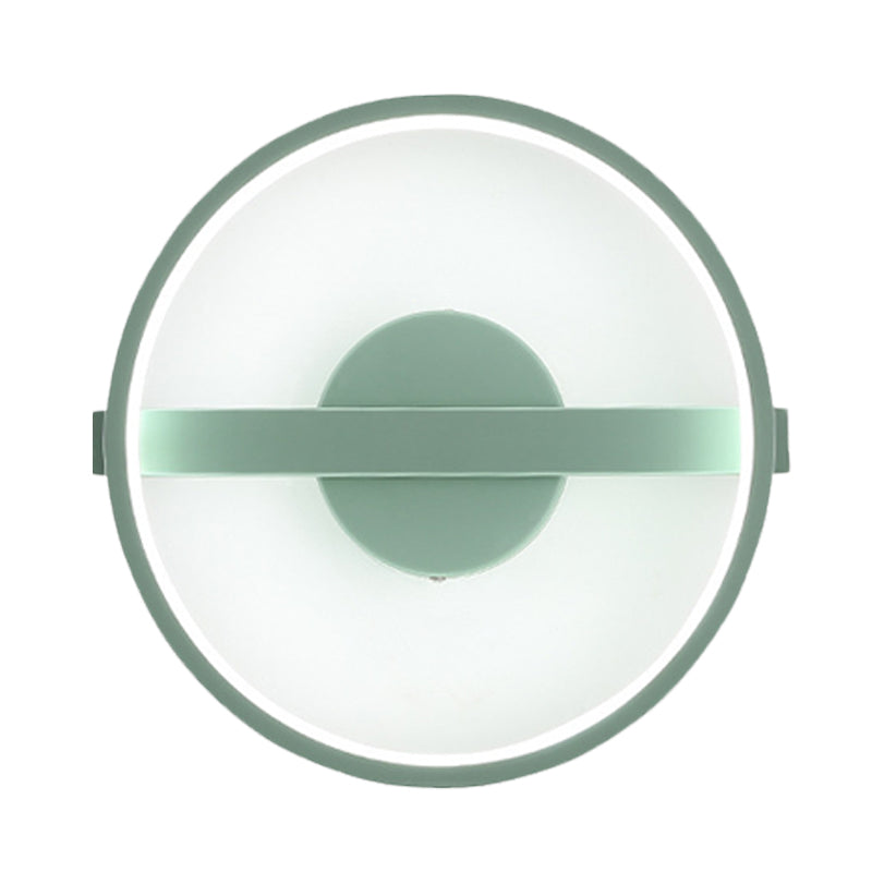 Green Round Sconce Light Minimalist LED Acrylic Wall Lamp Fixture in White/Warm Light, 12.5"/16.5" Dia Clearhalo 'Modern wall lights' 'Modern' 'Wall Lamps & Sconces' 'Wall Lights' Lighting' 732559