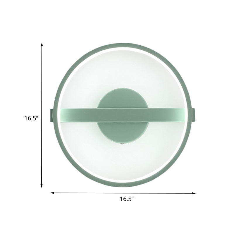 Green Round Sconce Light Minimalist LED Acrylic Wall Lamp Fixture in White/Warm Light, 12.5"/16.5" Dia Clearhalo 'Modern wall lights' 'Modern' 'Wall Lamps & Sconces' 'Wall Lights' Lighting' 732562