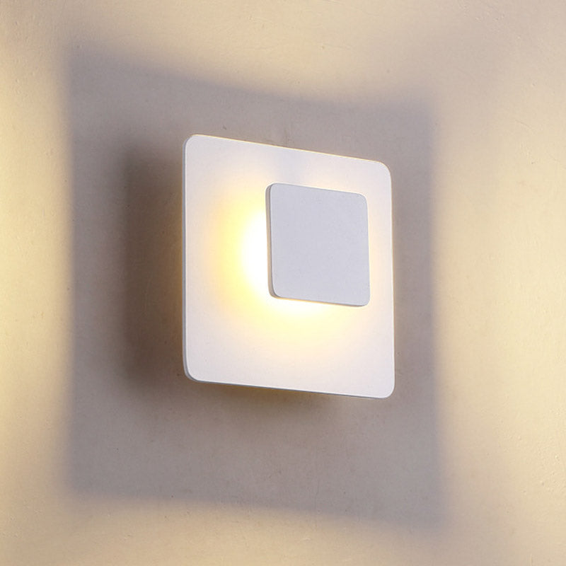 Squared Acrylic Wall Mount Contemporary LED White Sconce Lighting in White/Warm Light for Living Room White Clearhalo 'Cast Iron' 'Glass' 'Industrial' 'Modern wall lights' 'Modern' 'Tiffany' 'Traditional wall lights' 'Wall Lamps & Sconces' 'Wall Lights' Lighting' 732578