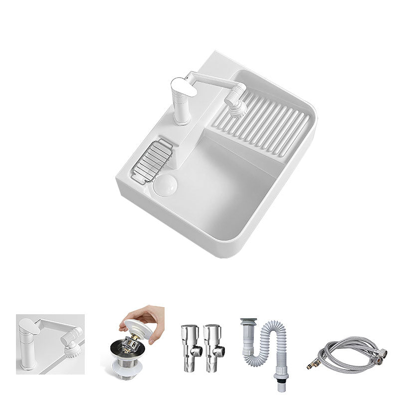 Modern Vessel Lavatory Sink Porcelain with Overflow Wash Stand 20"L x 16"W x 6"H Right Washboard Sink with Faucet Clearhalo 'Bathroom Remodel & Bathroom Fixtures' 'Bathroom Sinks & Faucet Components' 'Bathroom Sinks' 'bathroom_sink' 'Home Improvement' 'home_improvement' 'home_improvement_bathroom_sink' 7325888