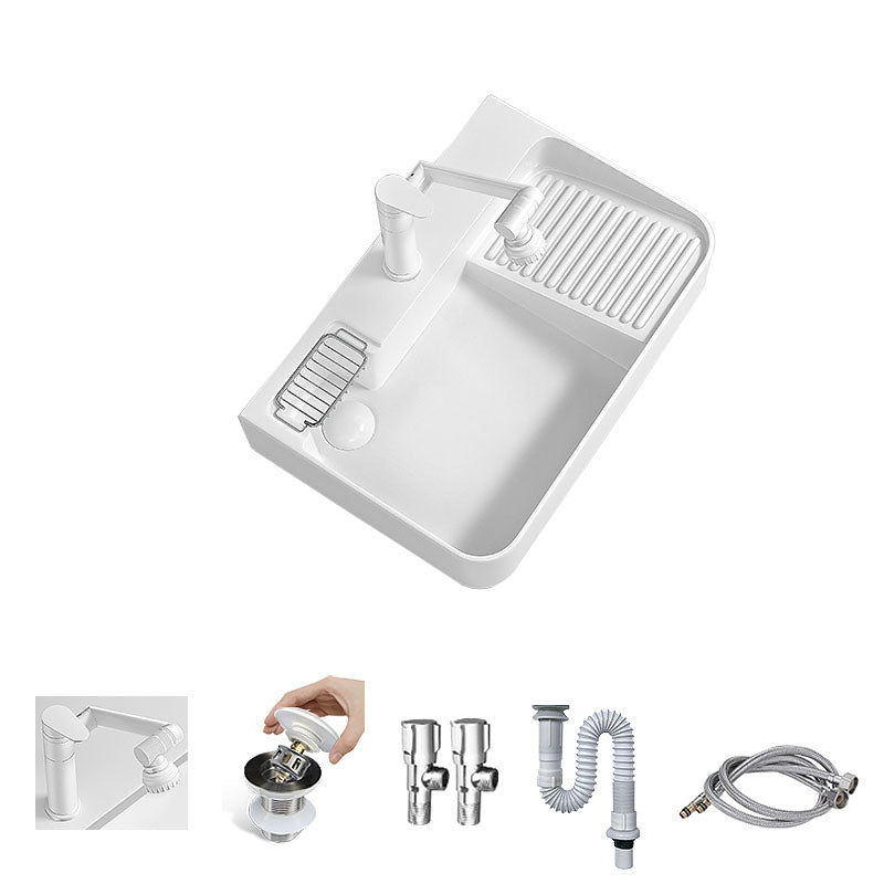 Modern Vessel Lavatory Sink Porcelain with Overflow Wash Stand 23"L x 17"W x 6"H Right Washboard Sink with Faucet Clearhalo 'Bathroom Remodel & Bathroom Fixtures' 'Bathroom Sinks & Faucet Components' 'Bathroom Sinks' 'bathroom_sink' 'Home Improvement' 'home_improvement' 'home_improvement_bathroom_sink' 7325896