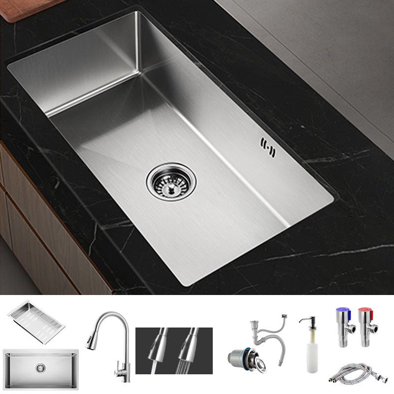 Modern Kitchen Bar Sink Stainless Steel with Soundproofing Workstation Ledge Sink with Faucet Pull Out Faucet Clearhalo 'Home Improvement' 'home_improvement' 'home_improvement_kitchen_sinks' 'Kitchen Remodel & Kitchen Fixtures' 'Kitchen Sinks & Faucet Components' 'Kitchen Sinks' 'kitchen_sinks' 7325926