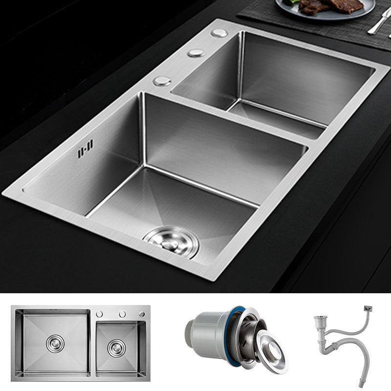 Modern Kitchen Bar Sink Stainless Steel with Drain Assembly Double Basin Kitchen Sink Sink Only None Clearhalo 'Home Improvement' 'home_improvement' 'home_improvement_kitchen_sinks' 'Kitchen Remodel & Kitchen Fixtures' 'Kitchen Sinks & Faucet Components' 'Kitchen Sinks' 'kitchen_sinks' 7325943