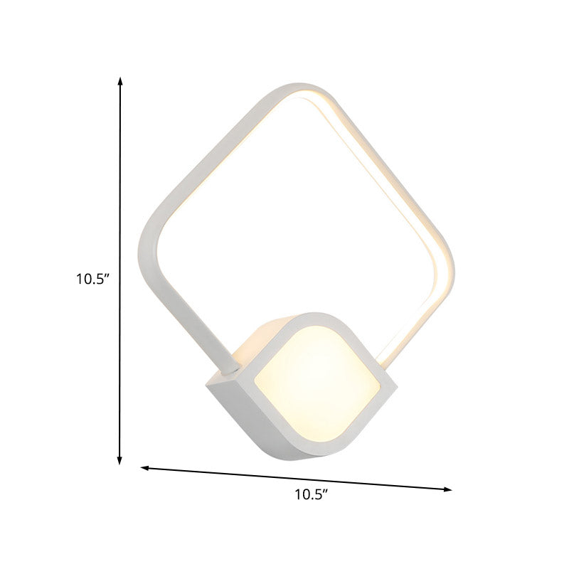 Modernist LED Sconce White Finish Rhombus Wall Mount Lighting with Acrylic Shade for Stairway Clearhalo 'Modern wall lights' 'Modern' 'Wall Lamps & Sconces' 'Wall Lights' Lighting' 732602
