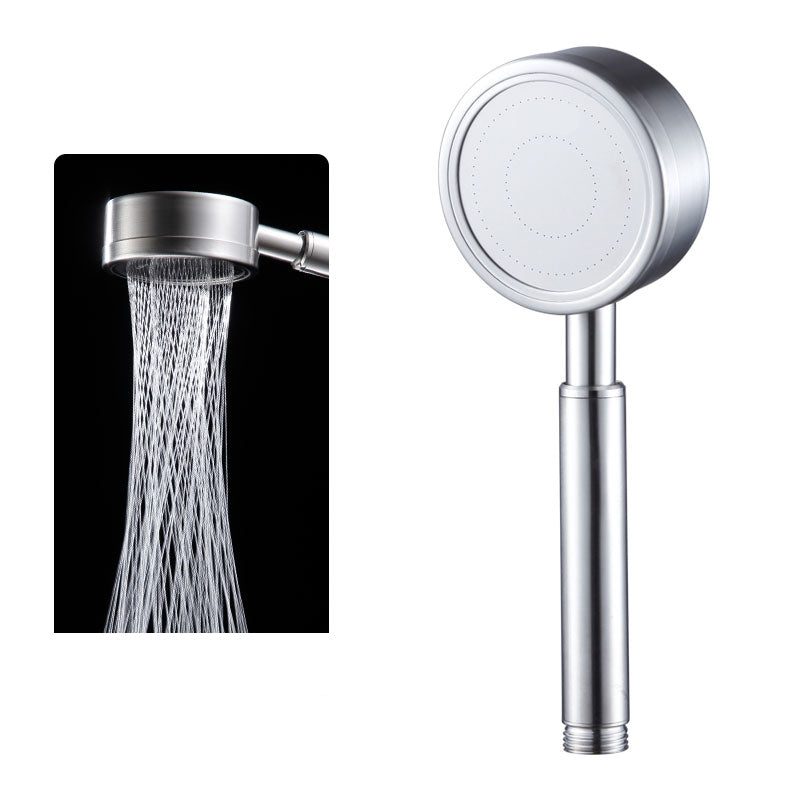 Round Water Filtration Hand Shower Medium Flow Stainless Steel Hand Shower Silver Hand Shower Hose not included Clearhalo 'Bathroom Remodel & Bathroom Fixtures' 'Home Improvement' 'home_improvement' 'home_improvement_shower_heads' 'Shower Heads' 'shower_heads' 'Showers & Bathtubs Plumbing' 'Showers & Bathtubs' 7326050