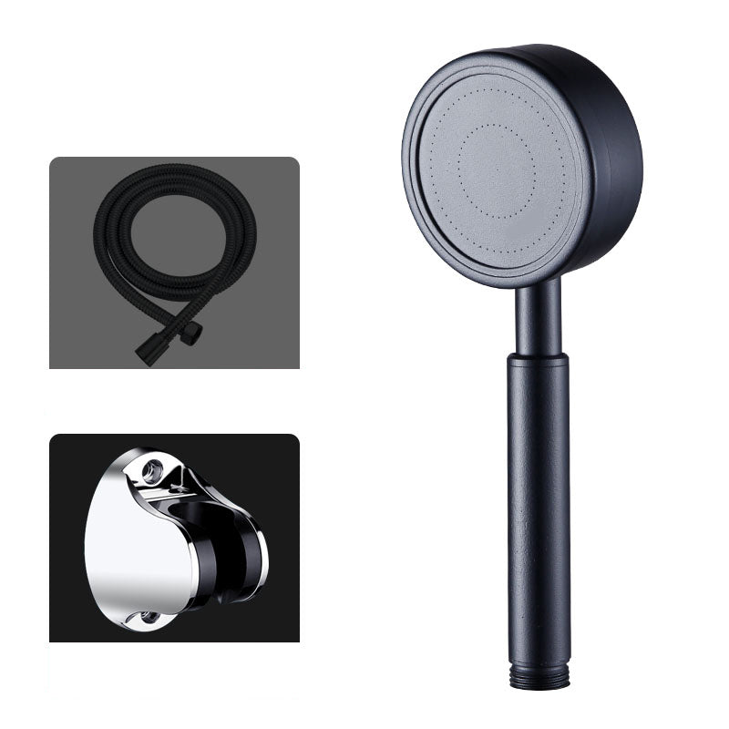 Round Water Filtration Hand Shower Medium Flow Stainless Steel Hand Shower Black Shower Heads & Hose & Wall pedestal Clearhalo 'Bathroom Remodel & Bathroom Fixtures' 'Home Improvement' 'home_improvement' 'home_improvement_shower_heads' 'Shower Heads' 'shower_heads' 'Showers & Bathtubs Plumbing' 'Showers & Bathtubs' 7326053