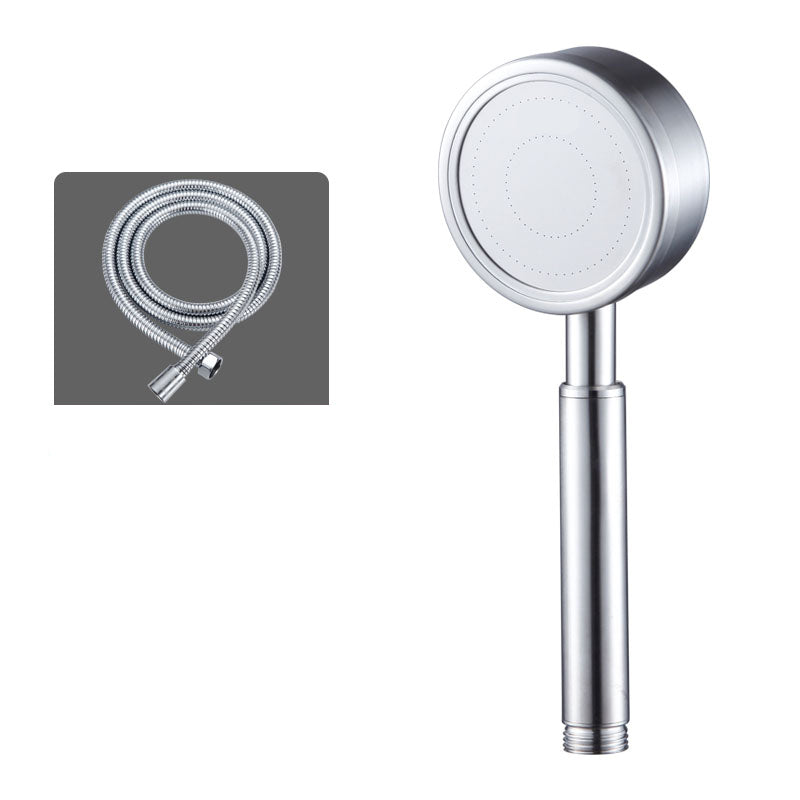 Round Water Filtration Hand Shower Medium Flow Stainless Steel Hand Shower Silver Shower Head with Hose Clearhalo 'Bathroom Remodel & Bathroom Fixtures' 'Home Improvement' 'home_improvement' 'home_improvement_shower_heads' 'Shower Heads' 'shower_heads' 'Showers & Bathtubs Plumbing' 'Showers & Bathtubs' 7326058
