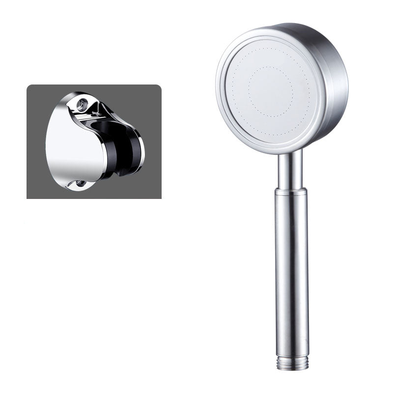 Round Water Filtration Hand Shower Medium Flow Stainless Steel Hand Shower Silver Shower Head with Wall Pedestal Hose not included Clearhalo 'Bathroom Remodel & Bathroom Fixtures' 'Home Improvement' 'home_improvement' 'home_improvement_shower_heads' 'Shower Heads' 'shower_heads' 'Showers & Bathtubs Plumbing' 'Showers & Bathtubs' 7326062