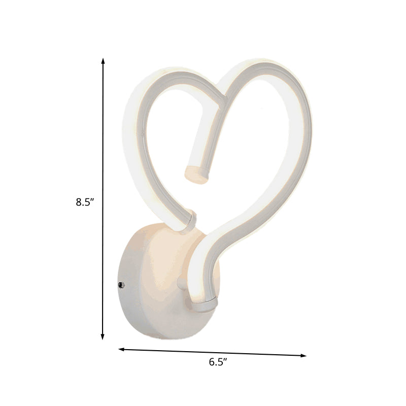 Acrylic Heart Shape Wall Light Fixture Contemporary LED White Wall Sconce Lamp in Warm/White Light Clearhalo 'Modern wall lights' 'Modern' 'Wall Lamps & Sconces' 'Wall Lights' Lighting' 732612