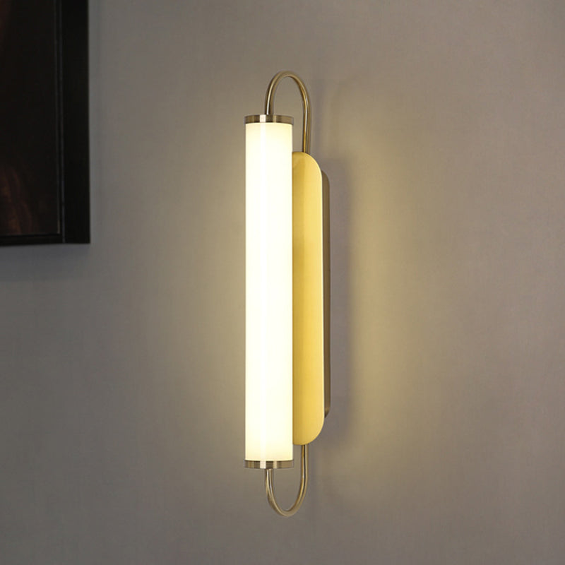 Arc Rectangle Metal Wall Sconce Post-Modern LED Gold Wall Mount Fixture with Tube Acrylic Shade Clearhalo 'Cast Iron' 'Glass' 'Industrial' 'Modern wall lights' 'Modern' 'Tiffany' 'Traditional wall lights' 'Wall Lamps & Sconces' 'Wall Lights' Lighting' 732659