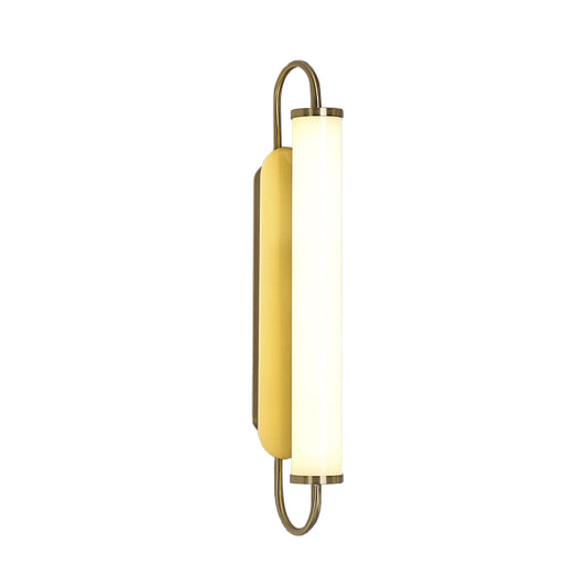 Arc Rectangle Metal Wall Sconce Post-Modern LED Gold Wall Mount Fixture with Tube Acrylic Shade Clearhalo 'Cast Iron' 'Glass' 'Industrial' 'Modern wall lights' 'Modern' 'Tiffany' 'Traditional wall lights' 'Wall Lamps & Sconces' 'Wall Lights' Lighting' 732660