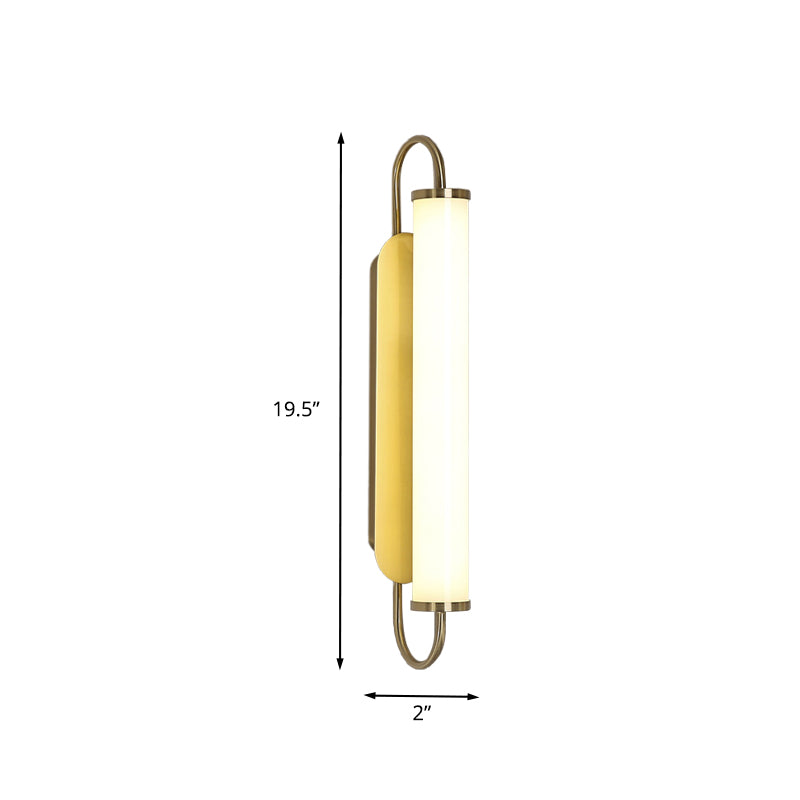 Arc Rectangle Metal Wall Sconce Post-Modern LED Gold Wall Mount Fixture with Tube Acrylic Shade Clearhalo 'Cast Iron' 'Glass' 'Industrial' 'Modern wall lights' 'Modern' 'Tiffany' 'Traditional wall lights' 'Wall Lamps & Sconces' 'Wall Lights' Lighting' 732662