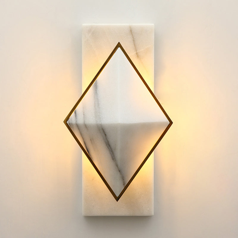 Stone Rhombus and Rectangle Sconce Modernist LED Wall Mount Light Fixture in White for Corridor White Clearhalo 'Modern wall lights' 'Modern' 'Wall Lamps & Sconces' 'Wall Lights' Lighting' 732663