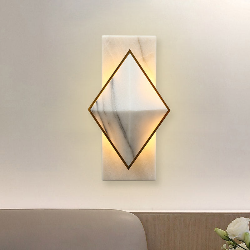 Stone Rhombus and Rectangle Sconce Modernist LED Wall Mount Light Fixture in White for Corridor Clearhalo 'Modern wall lights' 'Modern' 'Wall Lamps & Sconces' 'Wall Lights' Lighting' 732664