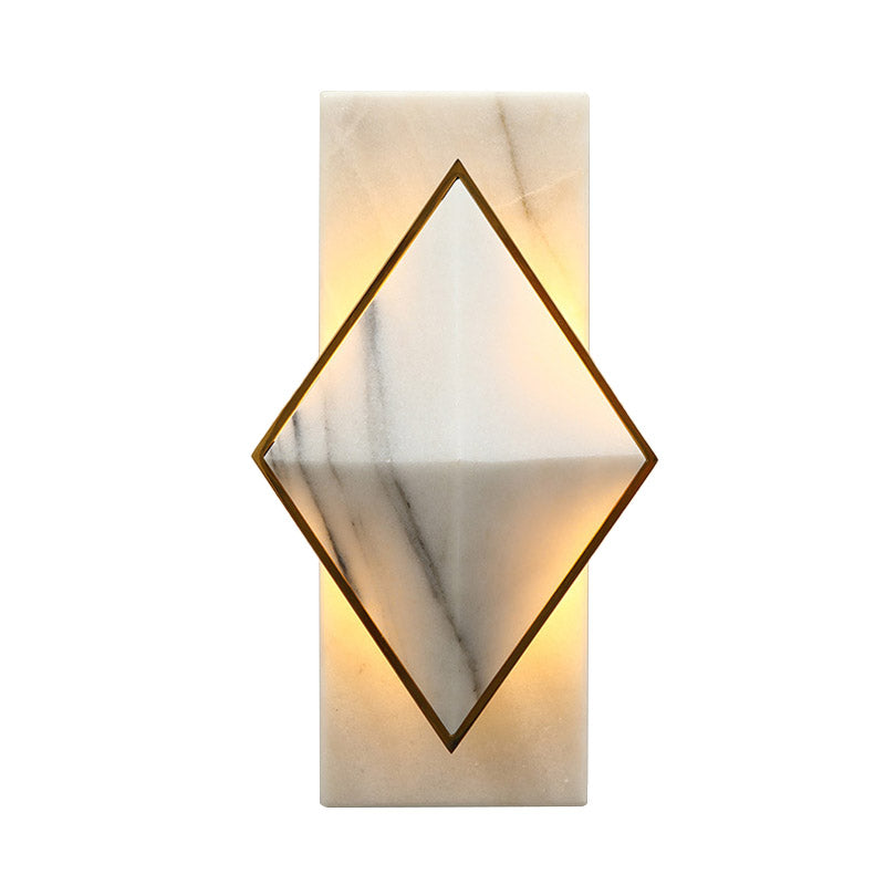 Stone Rhombus and Rectangle Sconce Modernist LED Wall Mount Light Fixture in White for Corridor Clearhalo 'Modern wall lights' 'Modern' 'Wall Lamps & Sconces' 'Wall Lights' Lighting' 732665