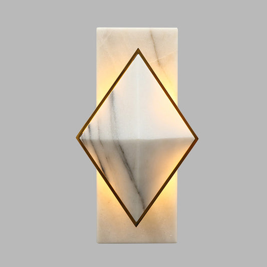 Stone Rhombus and Rectangle Sconce Modernist LED Wall Mount Light Fixture in White for Corridor Clearhalo 'Modern wall lights' 'Modern' 'Wall Lamps & Sconces' 'Wall Lights' Lighting' 732666