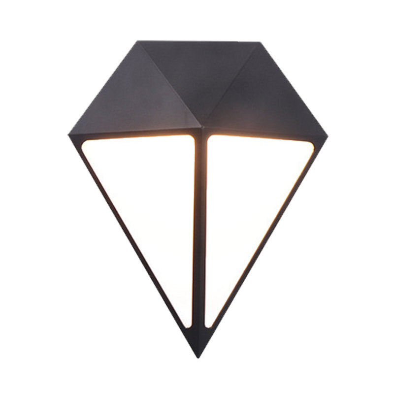 Modernist Diamond Sconce Light Fixture Metallic LED Stairway Wall Mount Lamp in Black, White/Warm/Natural Light Clearhalo 'Cast Iron' 'Glass' 'Industrial' 'Modern wall lights' 'Modern' 'Tiffany' 'Traditional wall lights' 'Wall Lamps & Sconces' 'Wall Lights' Lighting' 732675