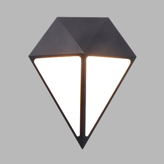 Modernist Diamond Sconce Light Fixture Metallic LED Stairway Wall Mount Lamp in Black, White/Warm/Natural Light Clearhalo 'Cast Iron' 'Glass' 'Industrial' 'Modern wall lights' 'Modern' 'Tiffany' 'Traditional wall lights' 'Wall Lamps & Sconces' 'Wall Lights' Lighting' 732676