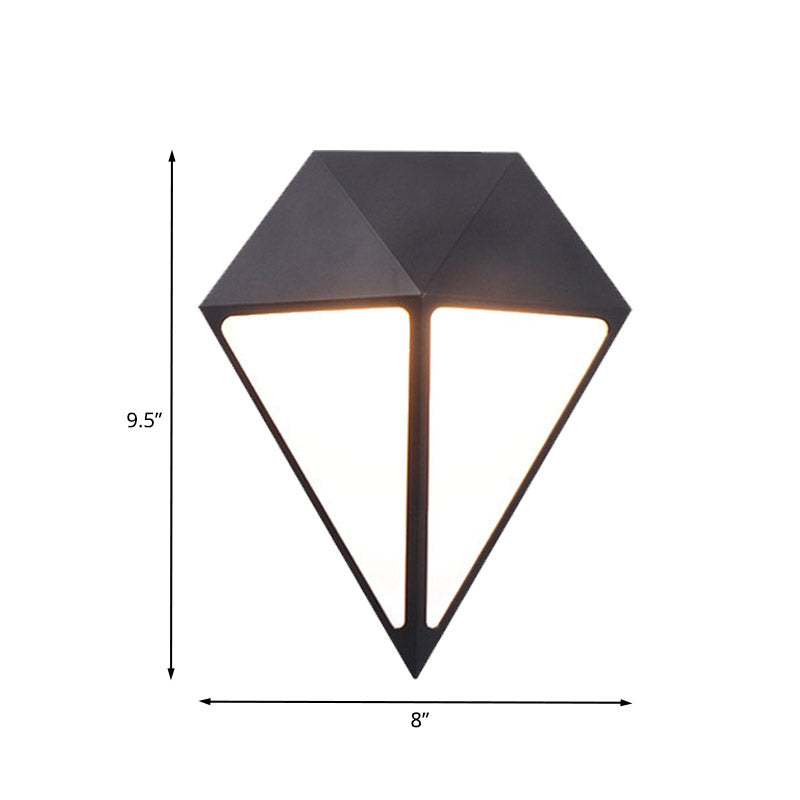 Modernist Diamond Sconce Light Fixture Metallic LED Stairway Wall Mount Lamp in Black, White/Warm/Natural Light Clearhalo 'Cast Iron' 'Glass' 'Industrial' 'Modern wall lights' 'Modern' 'Tiffany' 'Traditional wall lights' 'Wall Lamps & Sconces' 'Wall Lights' Lighting' 732677