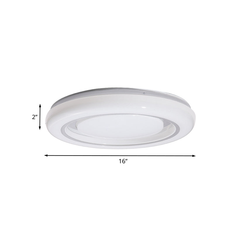 16"/19.5" Dia LED Bedroom Flushmount Modern Black and White Flush Ceiling Lamp with Circle Acrylic Shade in Warm/White Light Clearhalo 'Ceiling Lights' 'Close To Ceiling Lights' 'Close to ceiling' 'Flush mount' Lighting' 732692