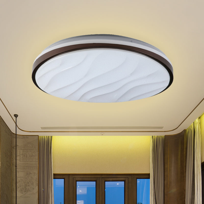 Round and Wave Bedroom Flush Mount Acrylic 16"/19.5" Dia LED Modernist Ceiling Flush in Black, Warm/White Light Black Clearhalo 'Ceiling Lights' 'Close To Ceiling Lights' 'Close to ceiling' 'Flush mount' Lighting' 732694